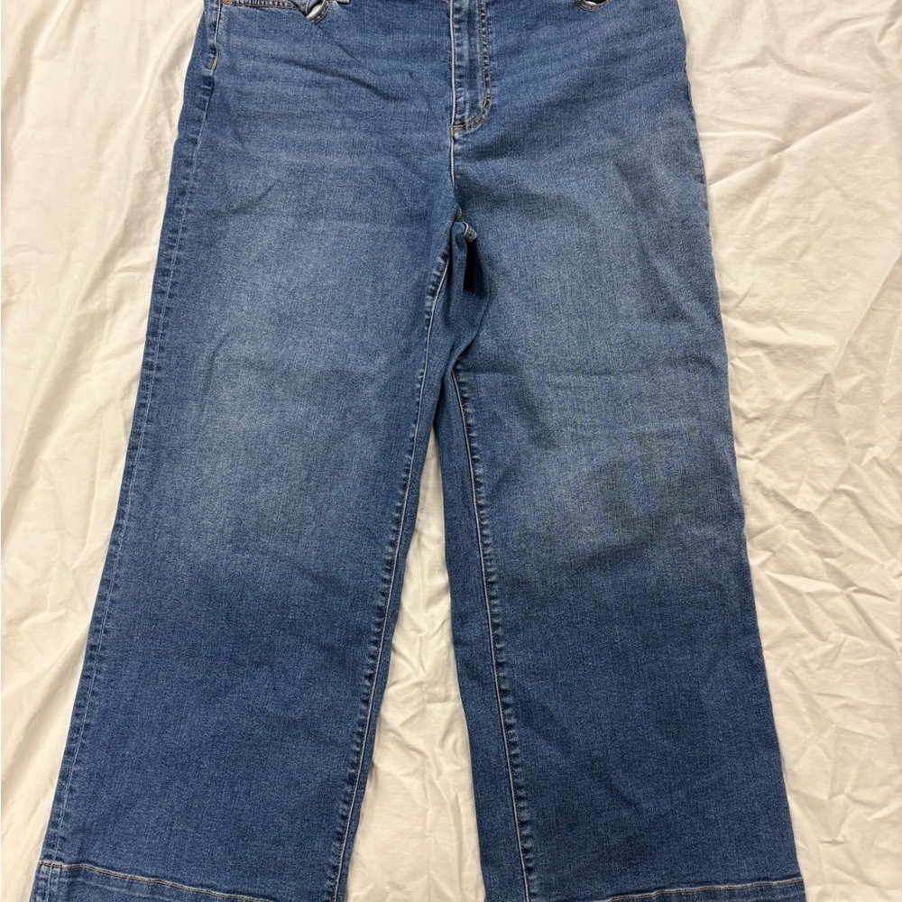 Lands' End Women's Recover High Rise Wide Leg Jeans Medium Wash Size 18